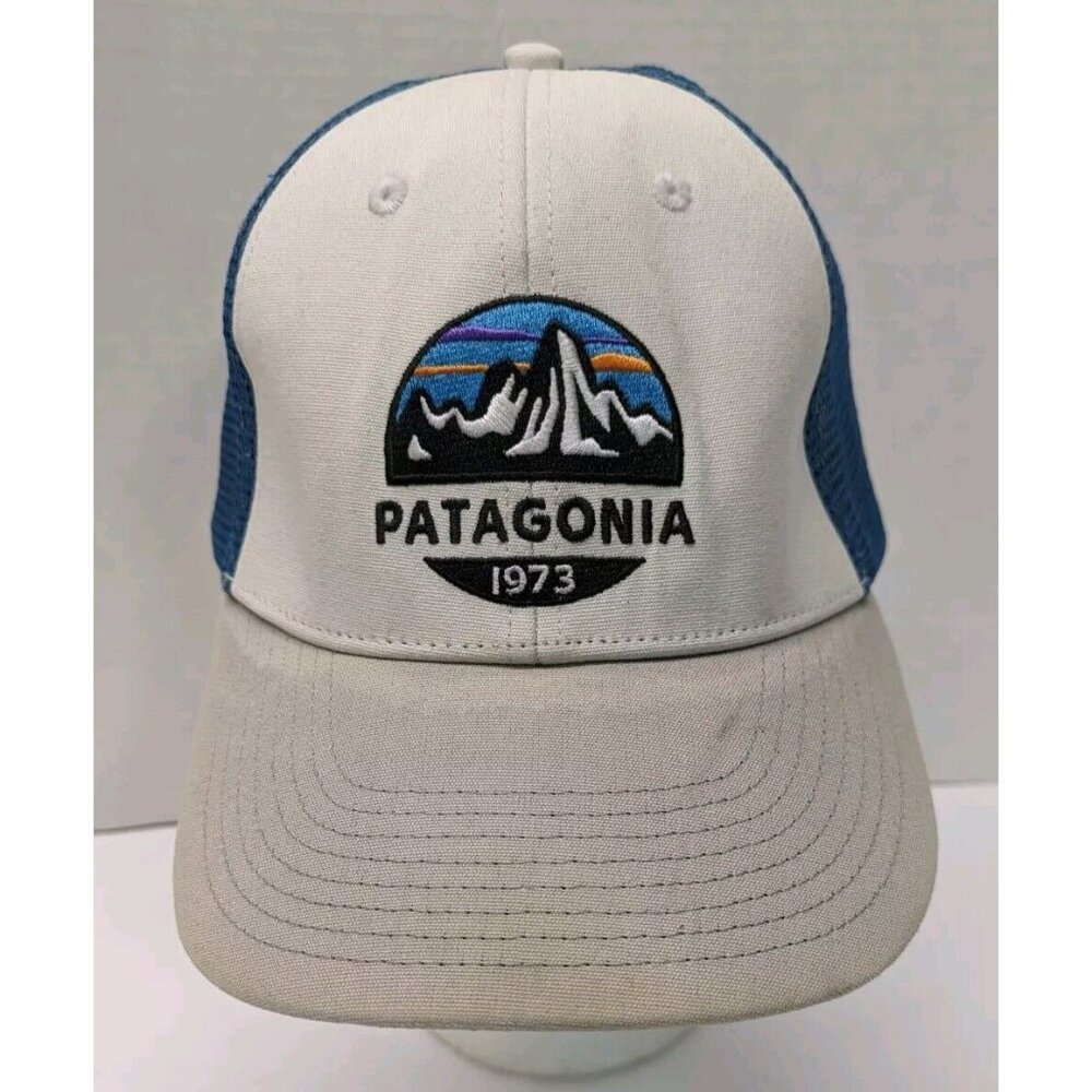 Patagonia Blue Mountain Sunset Logo 1973 Trucker Hat Snapback Baseball Cap